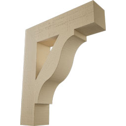 Ekena Millwork - BKTUR055X24X28FST05RCPR - Timberthane Faux Wood Funston Style Bracket, Block Ends, 5 1/2"W x 24"D x 28"H, Primed Tan