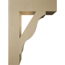 Ekena Millwork - BKTUR055X24X32FST05RCPR - Timberthane Faux Wood Funston Style Bracket, Block Ends, 5 1/2"W x 24"D x 32"H, Primed Tan