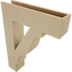 Ekena Millwork - BKTUR055X24X32FST05RCPR - Timberthane Faux Wood Funston Style Bracket, Block Ends, 5 1/2"W x 24"D x 32"H, Primed Tan