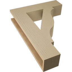 Ekena Millwork - BKTUR055X24X32FST05RCPR - Timberthane Faux Wood Funston Style Bracket, Block Ends, 5 1/2"W x 24"D x 32"H, Primed Tan