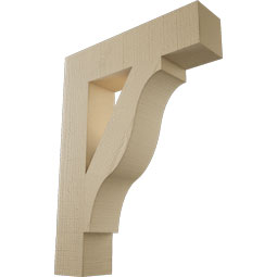 Ekena Millwork - BKTUR055X24X32FST05RCPR - Timberthane Faux Wood Funston Style Bracket, Block Ends, 5 1/2"W x 24"D x 32"H, Primed Tan