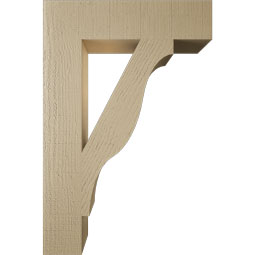 Ekena Millwork - BKTUR055X24X36FST05RCPR - Timberthane Faux Wood Funston Style Bracket, Block Ends, 5 1/2"W x 24"D x 36"H, Primed Tan