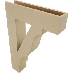 Ekena Millwork - BKTUR055X24X36FST05RCPR - Timberthane Faux Wood Funston Style Bracket, Block Ends, 5 1/2"W x 24"D x 36"H, Primed Tan