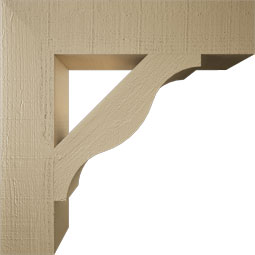 Ekena Millwork - BKTUR055X26X26FST05RCPR - Timberthane Faux Wood Funston Style Bracket, Block Ends, 5 1/2"W x 26"D x 26"H, Primed Tan