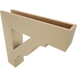 Ekena Millwork - BKTUR055X26X26FST05RCPR - Timberthane Faux Wood Funston Style Bracket, Block Ends, 5 1/2"W x 26"D x 26"H, Primed Tan