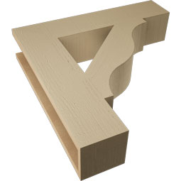 Ekena Millwork - BKTUR055X26X26FST05RCPR - Timberthane Faux Wood Funston Style Bracket, Block Ends, 5 1/2"W x 26"D x 26"H, Primed Tan
