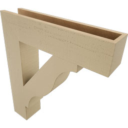 Ekena Millwork - BKTUR055X26X30FST05RCPR - Timberthane Faux Wood Funston Style Bracket, Block Ends, 5 1/2"W x 26"D x 30"H, Primed Tan