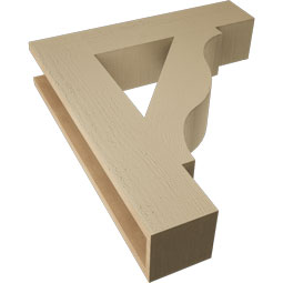Ekena Millwork - BKTUR055X26X30FST05RCPR - Timberthane Faux Wood Funston Style Bracket, Block Ends, 5 1/2"W x 26"D x 30"H, Primed Tan