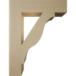 Ekena Millwork - BKTUR055X26X34FST05RCPR - Timberthane Faux Wood Funston Style Bracket, Block Ends, 5 1/2"W x 26"D x 34"H, Primed Tan