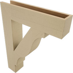 Ekena Millwork - BKTUR055X26X34FST05RCPR - Timberthane Faux Wood Funston Style Bracket, Block Ends, 5 1/2"W x 26"D x 34"H, Primed Tan