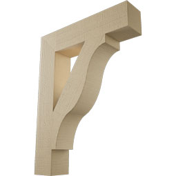 Ekena Millwork - BKTUR055X26X34FST05RCPR - Timberthane Faux Wood Funston Style Bracket, Block Ends, 5 1/2"W x 26"D x 34"H, Primed Tan