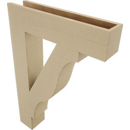 Ekena Millwork - BKTUR055X26X38FST05RCPR - Timberthane Faux Wood Funston Style Bracket, Block Ends, 5 1/2"W x 26"D x 38"H, Primed Tan