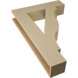 Ekena Millwork - BKTUR055X26X38FST05RCPR - Timberthane Faux Wood Funston Style Bracket, Block Ends, 5 1/2"W x 26"D x 38"H, Primed Tan