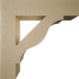 Ekena Millwork - BKTUR055X28X28FST05RCPR - Timberthane Faux Wood Funston Style Bracket, Block Ends, 5 1/2"W x 28"D x 28"H, Primed Tan