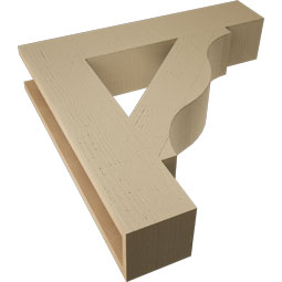 Ekena Millwork - BKTUR055X28X28FST05RCPR - Timberthane Faux Wood Funston Style Bracket, Block Ends, 5 1/2"W x 28"D x 28"H, Primed Tan