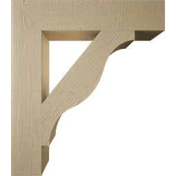 Ekena Millwork - BKTUR055X28X32FST05RCPR - Timberthane Faux Wood Funston Style Bracket, Block Ends, 5 1/2"W x 28"D x 32"H, Primed Tan
