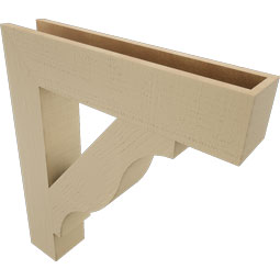 Ekena Millwork - BKTUR055X28X32FST05RCPR - Timberthane Faux Wood Funston Style Bracket, Block Ends, 5 1/2"W x 28"D x 32"H, Primed Tan