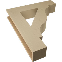 Ekena Millwork - BKTUR055X28X32FST05RCPR - Timberthane Faux Wood Funston Style Bracket, Block Ends, 5 1/2"W x 28"D x 32"H, Primed Tan