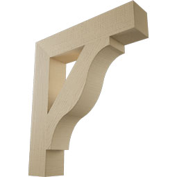 Ekena Millwork - BKTUR055X28X32FST05RCPR - Timberthane Faux Wood Funston Style Bracket, Block Ends, 5 1/2"W x 28"D x 32"H, Primed Tan