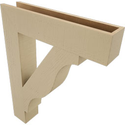 Ekena Millwork - BKTUR055X28X36FST05RCPR - Timberthane Faux Wood Funston Style Bracket, Block Ends, 5 1/2"W x 28"D x 36"H, Primed Tan