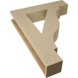 Ekena Millwork - BKTUR055X28X36FST05RCPR - Timberthane Faux Wood Funston Style Bracket, Block Ends, 5 1/2"W x 28"D x 36"H, Primed Tan