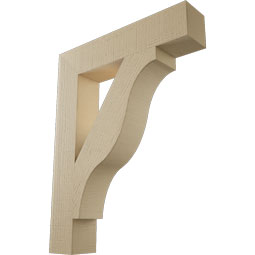Ekena Millwork - BKTUR055X28X36FST05RCPR - Timberthane Faux Wood Funston Style Bracket, Block Ends, 5 1/2"W x 28"D x 36"H, Primed Tan