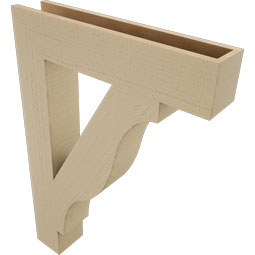 Ekena Millwork - BKTUR055X28X40FST05RCPR - Timberthane Faux Wood Funston Style Bracket, Block Ends, 5 1/2"W x 28"D x 40"H, Primed Tan
