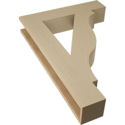 Ekena Millwork - BKTUR055X28X40FST05RCPR - Timberthane Faux Wood Funston Style Bracket, Block Ends, 5 1/2"W x 28"D x 40"H, Primed Tan