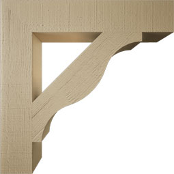 Ekena Millwork - BKTUR055X30X30FST05RCPR - Timberthane Faux Wood Funston Style Bracket, Block Ends, 5 1/2"W x 30"D x 30"H, Primed Tan