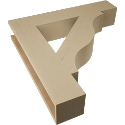 Ekena Millwork - BKTUR055X30X30FST05RCPR - Timberthane Faux Wood Funston Style Bracket, Block Ends, 5 1/2"W x 30"D x 30"H, Primed Tan