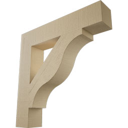 Ekena Millwork - BKTUR055X30X30FST05RCPR - Timberthane Faux Wood Funston Style Bracket, Block Ends, 5 1/2"W x 30"D x 30"H, Primed Tan