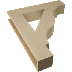 Ekena Millwork - BKTUR055X30X34FST05RCPR - Timberthane Faux Wood Funston Style Bracket, Block Ends, 5 1/2"W x 30"D x 34"H, Primed Tan