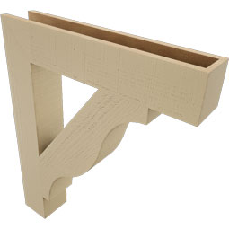 Ekena Millwork - BKTUR055X30X36FST05RCPR - Timberthane Faux Wood Funston Style Bracket, Block Ends, 5 1/2"W x 30"D x 36"H, Primed Tan