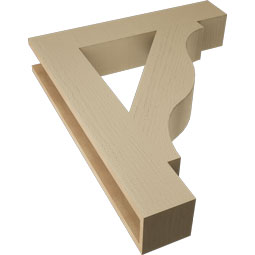 Ekena Millwork - BKTUR055X30X36FST05RCPR - Timberthane Faux Wood Funston Style Bracket, Block Ends, 5 1/2"W x 30"D x 36"H, Primed Tan