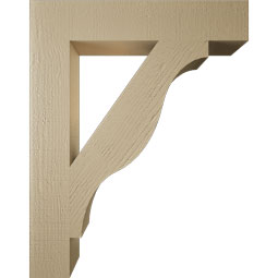 Ekena Millwork - BKTUR055X30X38FST05RCPR - Timberthane Faux Wood Funston Style Bracket, Block Ends, 5 1/2"W x 30"D x 38"H, Primed Tan