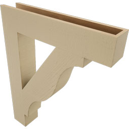 Ekena Millwork - BKTUR055X30X38FST05RCPR - Timberthane Faux Wood Funston Style Bracket, Block Ends, 5 1/2"W x 30"D x 38"H, Primed Tan