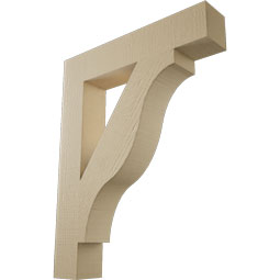 Ekena Millwork - BKTUR055X30X38FST05RCPR - Timberthane Faux Wood Funston Style Bracket, Block Ends, 5 1/2"W x 30"D x 38"H, Primed Tan