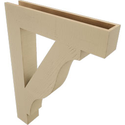 Ekena Millwork - BKTUR055X30X42FST05RCPR - Timberthane Faux Wood Funston Style Bracket, Block Ends, 5 1/2"W x 30"D x 42"H, Primed Tan