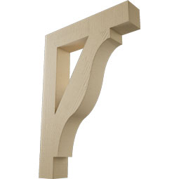 Ekena Millwork - BKTUR055X30X42FST05RCPR - Timberthane Faux Wood Funston Style Bracket, Block Ends, 5 1/2"W x 30"D x 42"H, Primed Tan