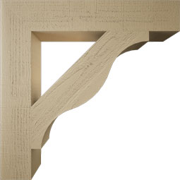 Ekena Millwork - BKTUR055X32X32FST05RCPR - Timberthane Faux Wood Funston Style Bracket, Block Ends, 5 1/2"W x 32"D x 32"H, Primed Tan