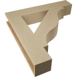 Ekena Millwork - BKTUR055X32X32FST05RCPR - Timberthane Faux Wood Funston Style Bracket, Block Ends, 5 1/2"W x 32"D x 32"H, Primed Tan