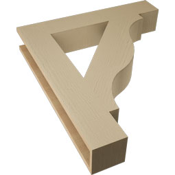 Ekena Millwork - BKTUR055X32X36FST05RCPR - Timberthane Faux Wood Funston Style Bracket, Block Ends, 5 1/2"W x 32"D x 36"H, Primed Tan