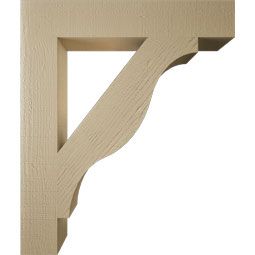Ekena Millwork - BKTUR055X32X38FST05RCPR - Timberthane Faux Wood Funston Style Bracket, Block Ends, 5 1/2"W x 32"D x 38"H, Primed Tan