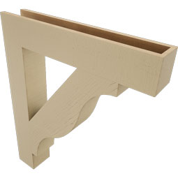Ekena Millwork - BKTUR055X32X38FST05RCPR - Timberthane Faux Wood Funston Style Bracket, Block Ends, 5 1/2"W x 32"D x 38"H, Primed Tan