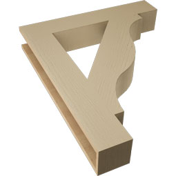 Ekena Millwork - BKTUR055X32X38FST05RCPR - Timberthane Faux Wood Funston Style Bracket, Block Ends, 5 1/2"W x 32"D x 38"H, Primed Tan