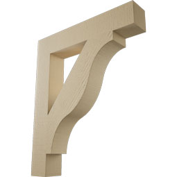 Ekena Millwork - BKTUR055X32X38FST05RCPR - Timberthane Faux Wood Funston Style Bracket, Block Ends, 5 1/2"W x 32"D x 38"H, Primed Tan