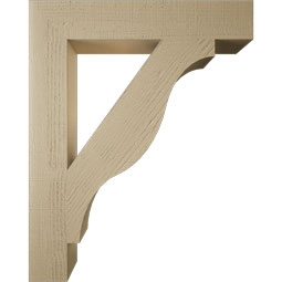 Ekena Millwork - BKTUR055X32X40FST05RCPR - Timberthane Faux Wood Funston Style Bracket, Block Ends, 5 1/2"W x 32"D x 40"H, Primed Tan