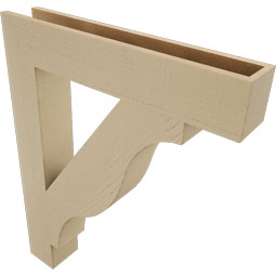 Ekena Millwork - BKTUR055X32X40FST05RCPR - Timberthane Faux Wood Funston Style Bracket, Block Ends, 5 1/2"W x 32"D x 40"H, Primed Tan