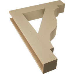 Ekena Millwork - BKTUR055X32X40FST05RCPR - Timberthane Faux Wood Funston Style Bracket, Block Ends, 5 1/2"W x 32"D x 40"H, Primed Tan