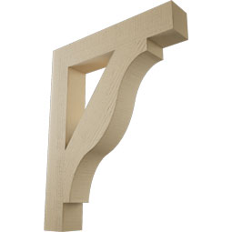 Ekena Millwork - BKTUR055X32X40FST05RCPR - Timberthane Faux Wood Funston Style Bracket, Block Ends, 5 1/2"W x 32"D x 40"H, Primed Tan
